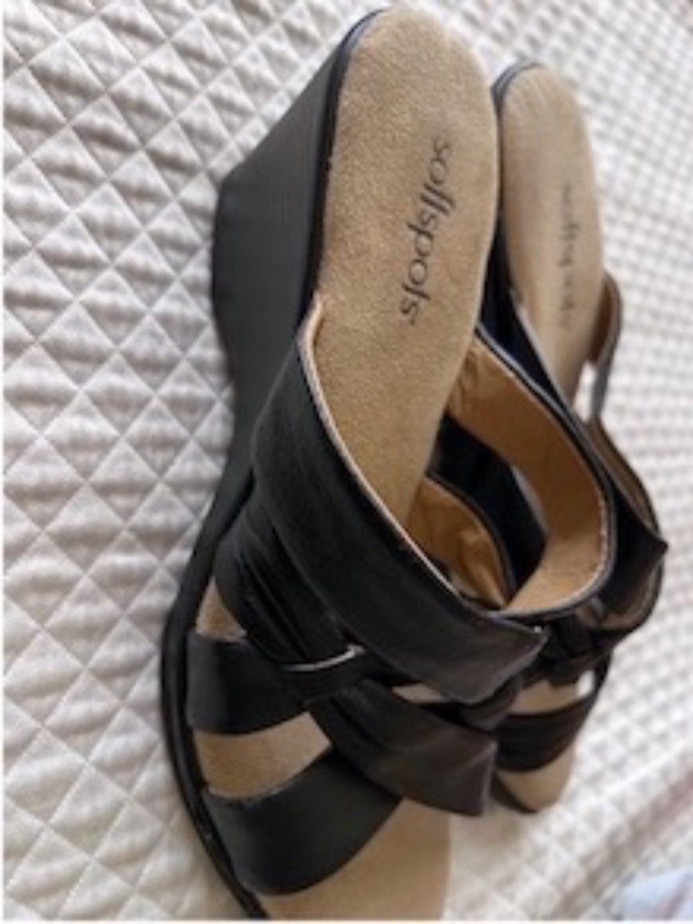 Black Softspots wedge sandals size 5